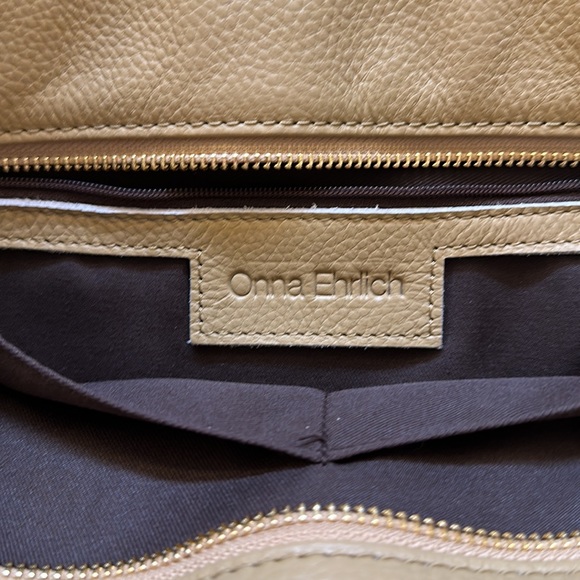 NWOT Tan beige Onna Ehrlich Flora Leather Handbag - Picture 3 of 4